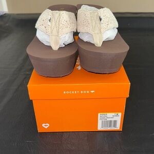Rocket Dog Women's Cream and Brown Wedge Sandals, NIB, BOHO